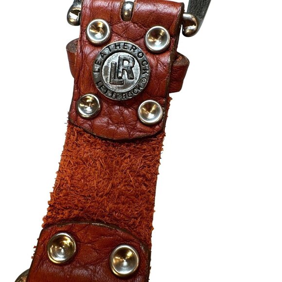 Leather Rock Let Rock Leather Belt Western Boho Y2K Turquoise Stone Jeweled - Picture 2 of 15